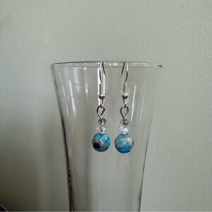 Millefiore glass beads and crystals dangling earrings